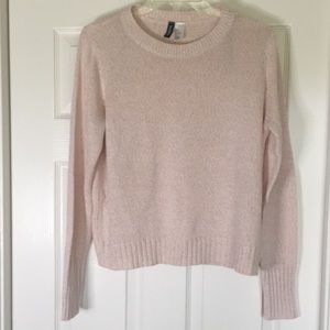 H&M Divided Soft Pink/White Knit Crop Sweater